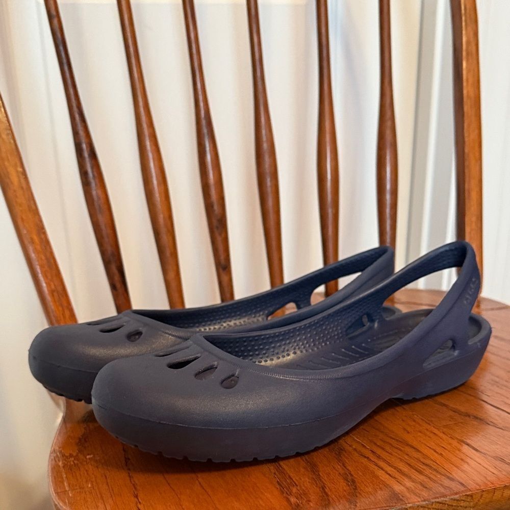 Women's Navy Slingback Flats - 10 - Good Condition